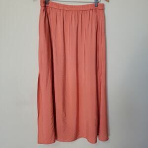 H&M Size M Pull On Elastic Long Maxi Skirt Deep Side Slits Pockets Lined